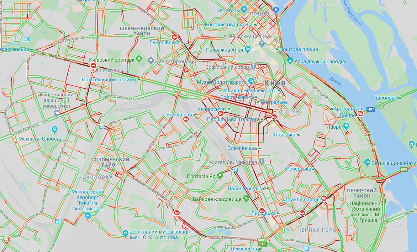Київ скували затори: карта